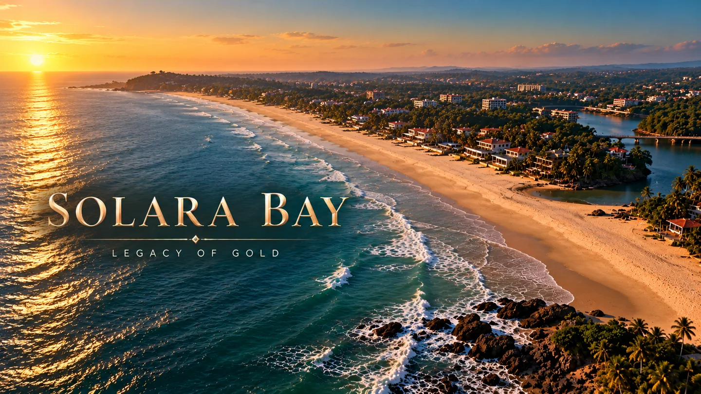 Solara Bay coastline in warm evening light